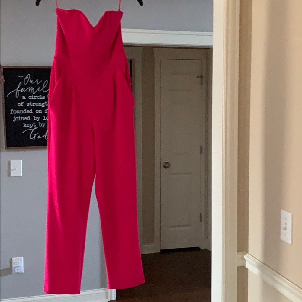Express pink strapless jumpsuit worn one time
